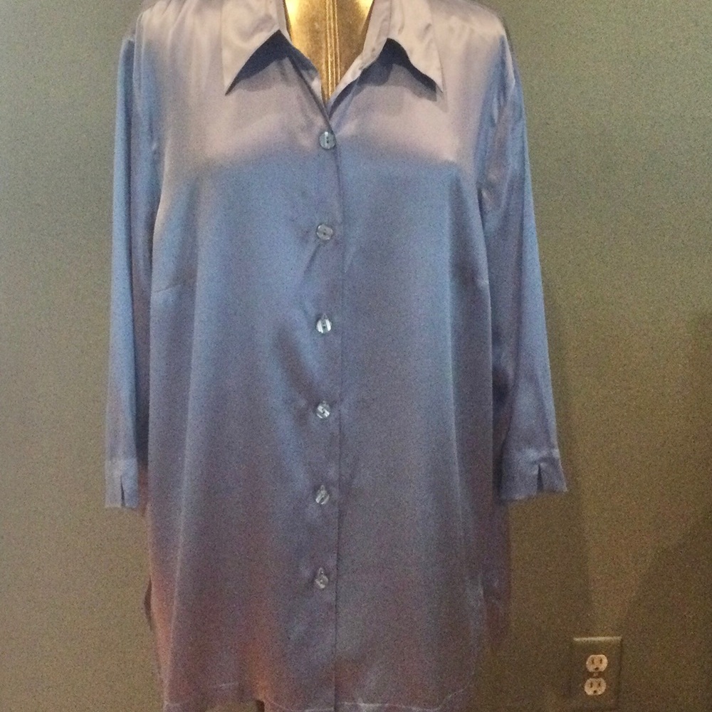 Karen Arnold Blue 100% Silk Blouse